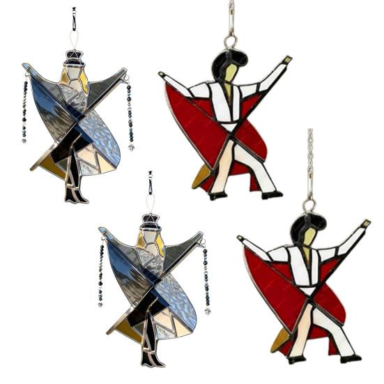 2/4 шт. Акриловая подвеска «Танцующий король», ручная работа, витраж, танцующая девушка