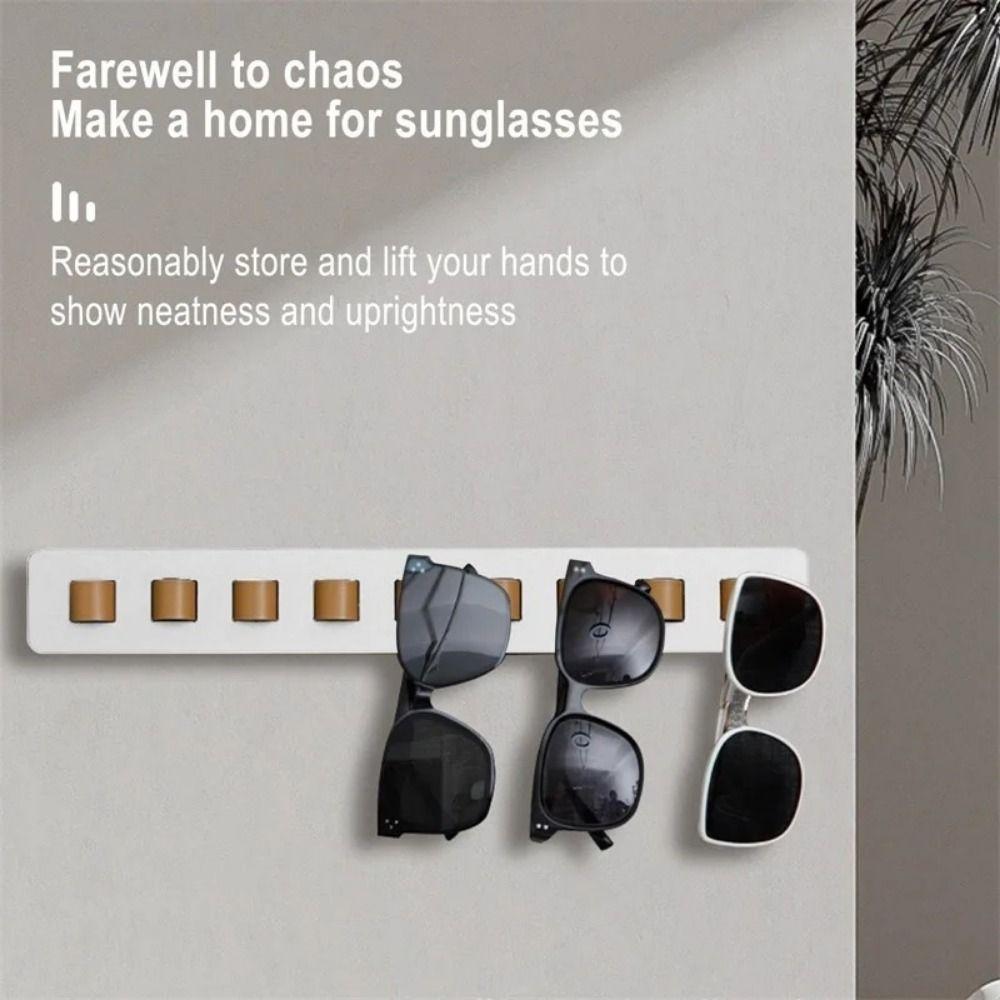 Wood Sunglasses Organizer Self-adhesive Glasses Hanger Eyeglass Storage Shelf Bathroom