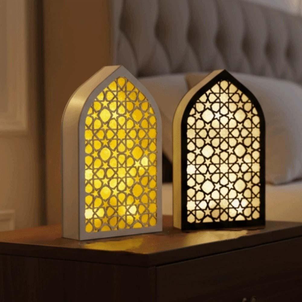 Moon Eid Desktop Ornament Creative Eid Wooden Decoration Handmade Night Light Ornament  Wedding