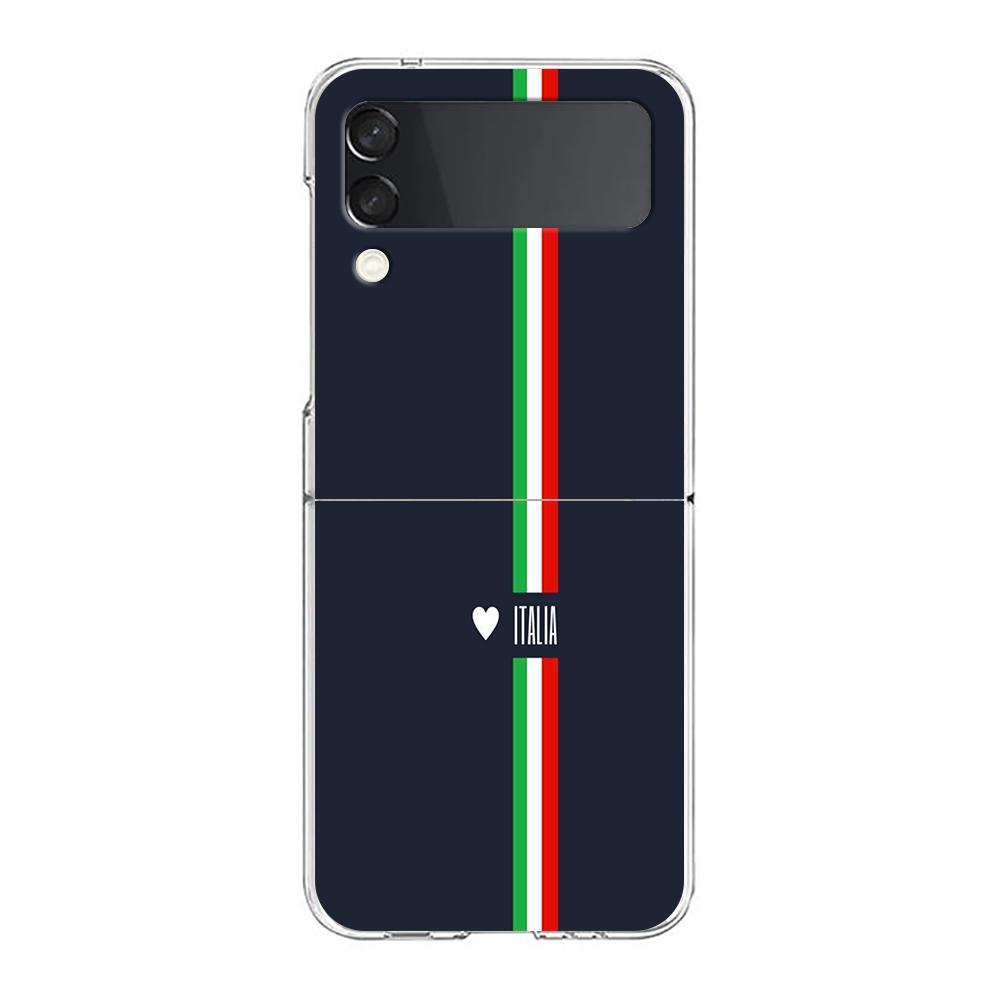 Phone Case For Samsung Galaxy Z Flip 3 4 5 Hard Folding Clear PC Bumper ITALY Flag For Samsung Z Flip 6 Back Cover
