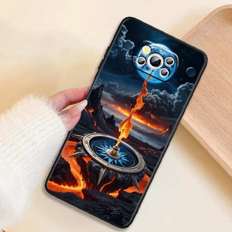 Винтажная иллюстрация компаса Для Xiaomi Mi Poco F3 F4 F5 F6 X3 X4 X5 X6 X7 M3 M4 M5 M6 M7 GT Pro 5G Черный чехол для телефона