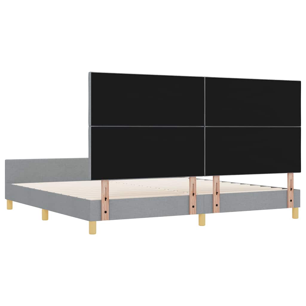 Platform Bed with Headboard Light Grey 200 x 200 cm Fabric
