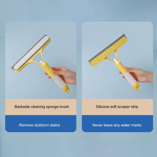 Glass Wiper 3-In-1 Window Cleaning Scraper with Spray Bottle Ergonomic Handle Window Wiper All-Purpose Cleaner Tool