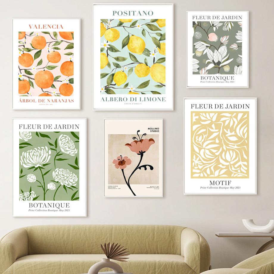 Цветочный фруктовый рынок, абстрактный скандинавский винтажный постер, современные настенные художественные принты, картины на холсте, украшения, фотографии для гостиной