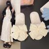 Прекрасные модные тапочки женские шлепанцы повседневные балетки на низком каблуке обувь женская однотонные в форме сердца с бантом-бабочкой зимняя обувь больших размеров