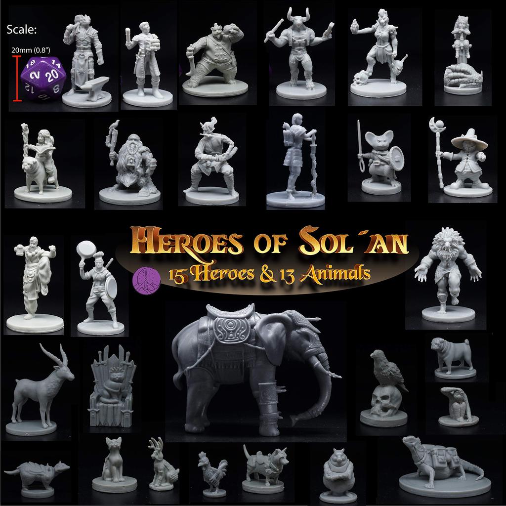 28 Miniatures Heroes Animals for DND Miniatures 28mm Bulk Dungeons Dragons Miniatures I for Miniatures DND Minifigures Tabletop Fantasy Miniatures