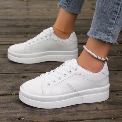 Модные женские кроссовки на платформе, дышащая повседневная обувь, однотонные легкие вулканизированные туфли, осенние кроссовки на шнуровке, большие размеры 43