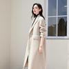 VICTORIA&VERA Women's 100% Wool Double-Breasted Long Coat