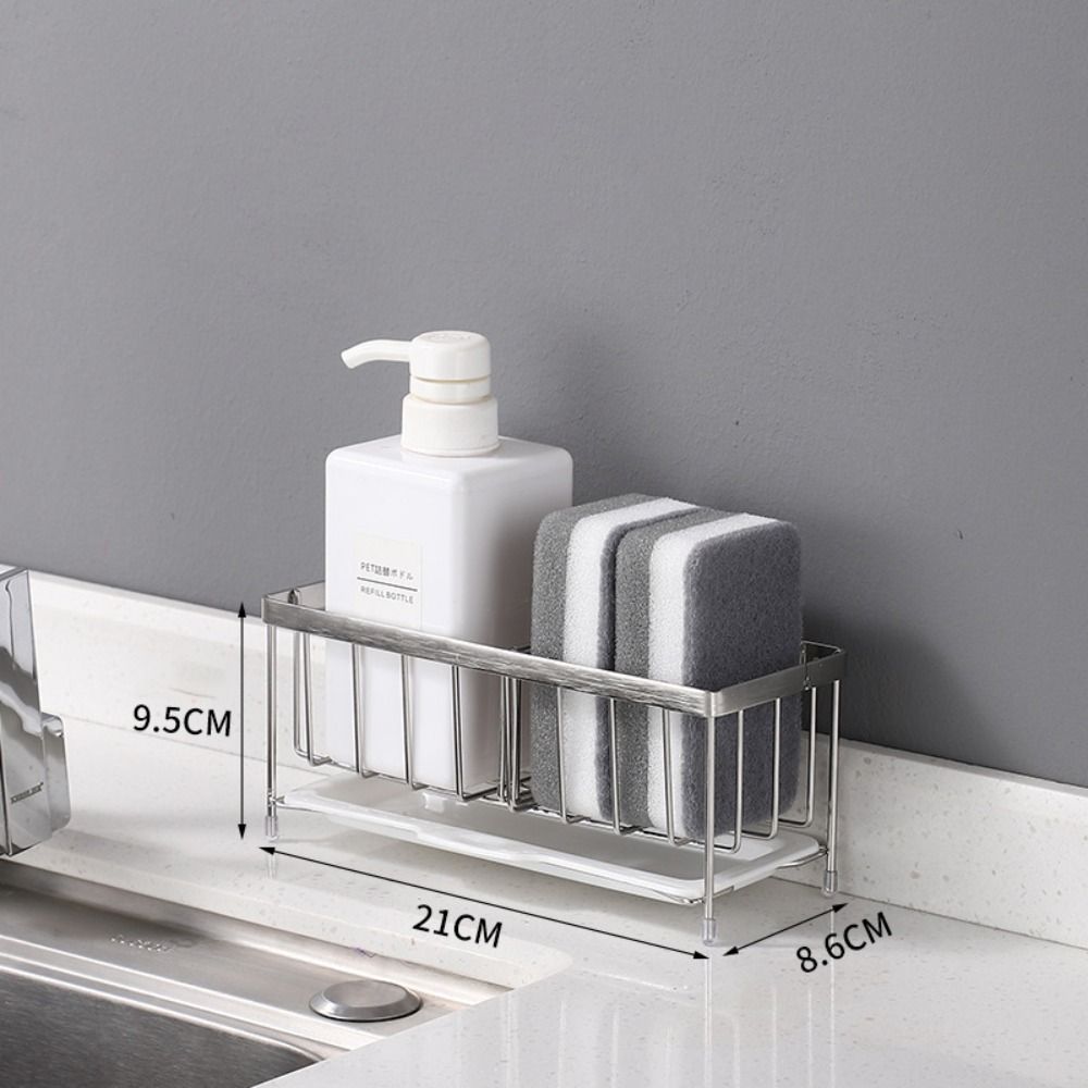 Нержавеющий держатель для кухонной губки Самодренажная сушилка Органайзер Стойка для кухонной раковины Столешница