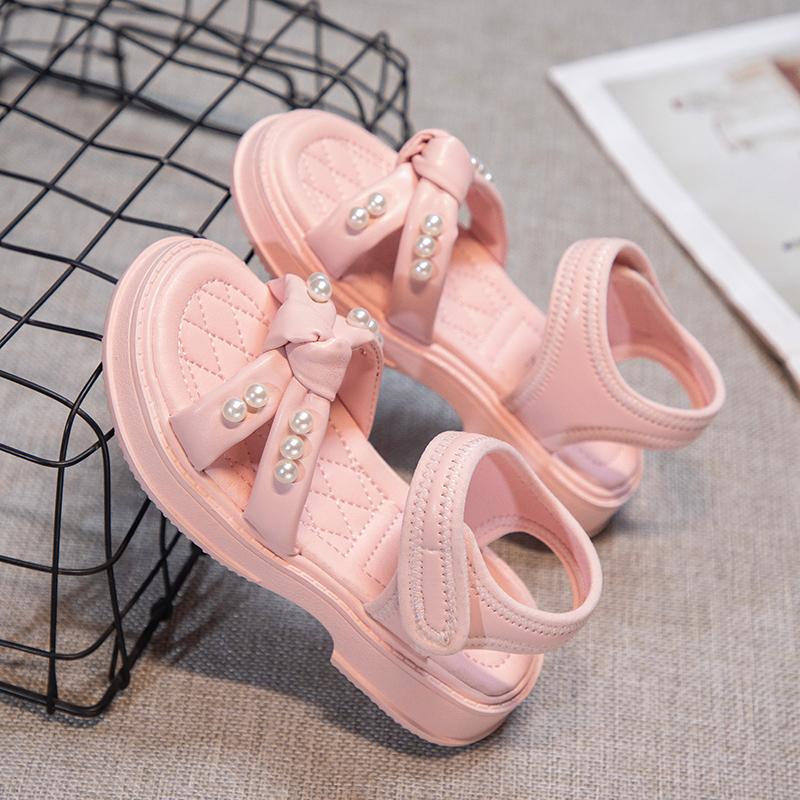 Сандалии для маленьких девочек с крестиком, детские сандалии принцессы с жемчугом, нескользящие, модные детские летние пляжные туфли, все размеры 26-37