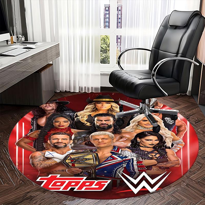 Коврик WWE Chair Round Rug - Ковер для офиса, Машинная стирка, Нескользящий, Подходит для гостиных, спален