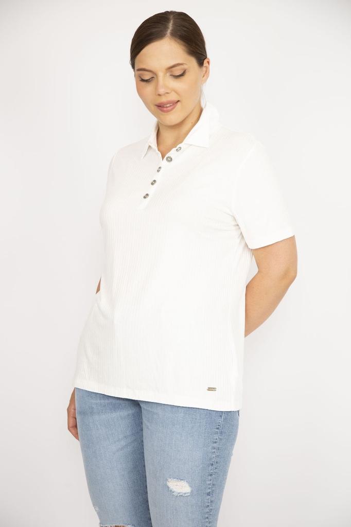 Женская блузка большого размера, желтая блузка больших размеров с воротником-поло и пуговицами спереди, тканевая блузка с короткими рукавами, большие размеры