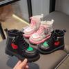 Модные ботинки для девочек Детские резиновые сапоги Крутые осенние и зимние Хлопковые Мягкая подошва Розовые с Любовью Боковая молния Детские Ботинки Принцессы ПУ