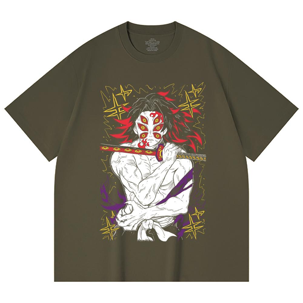 230 Gsm 100% Cotton Demon Slayer V36 Kokushibo Print Unisex Heavy Cotton T Shirt