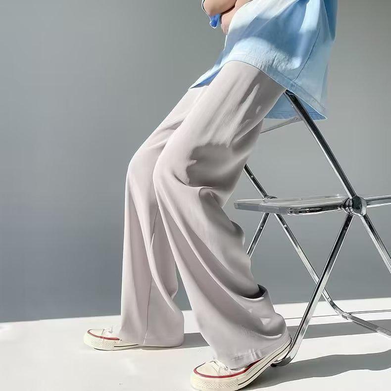 Men's Summer Solid Color Loose-Fit Straight Casual Sports Pants