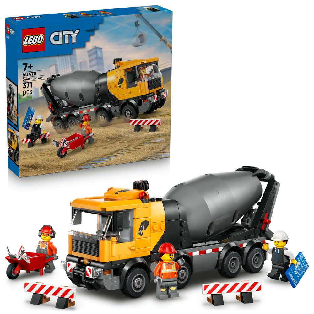 Игрушка-бетономешалка LEGO City, Подарок на день рождения, Строительные блоки, Мальчики и девочки, Возраст 7, 8 и 9 лет, Ученики начальной школы, Транспортное средство, Миниатюрный автомобиль, Стильный Инт