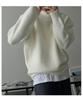 Мужской однотонный вязаный свитер с круглым вырезом - Опущенные плечи, Теплый, Универсальный, Ленивый стиль, Утолщенная верхняя одежда для весны и осени.