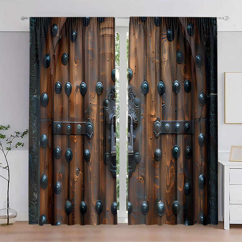 2 шт. Элегантные деревянные шторы с принтом на дверь с карманом для карниза для гостиной, спальни, кухни и кафе, декор окна смягчает вид