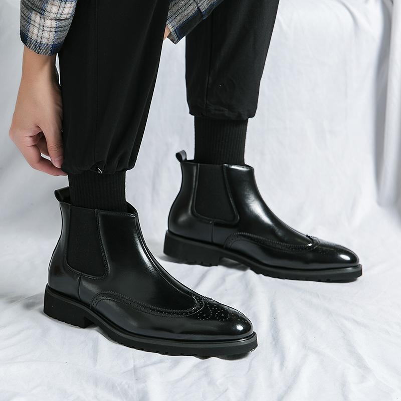 British Style Retro Men Brogues Boots Fashion Comfortable Ankle Boots For Men Shoes