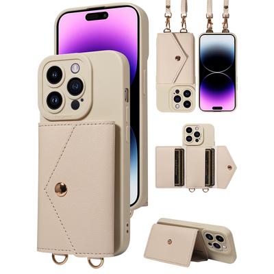 Высококачественный чехол из искусственной кожи для iPhone16e 16 15 14 13 12, защита от падений, сумка через плечо, кошелек, отделение для карт, функция кронштейна