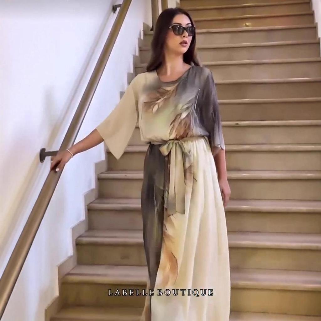 Европейское и американское платье с принтом 2025 Модель 5593