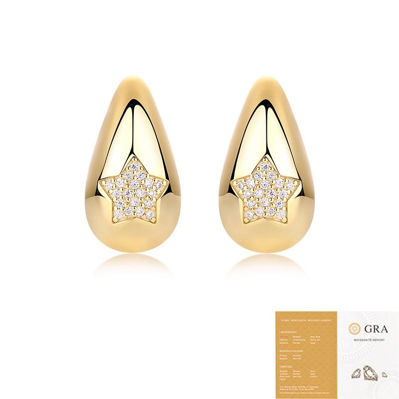 Sterling Stud Earrings With Moissanite Waterdrop Design Minimalist Fashion Jewelry Women Men