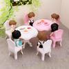 Children's Mini Dollhouse Pretend Play Kitchen Set: Round Dining Table & Furniture Ornaments