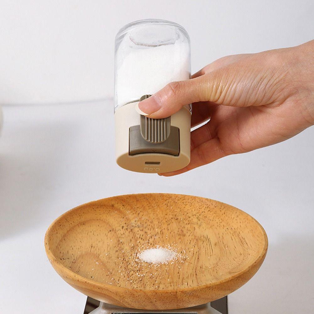 4Pcs Transparent Quantitative Salt Glass Bottle Press Type Precise Spice Dispenser  Barbecue