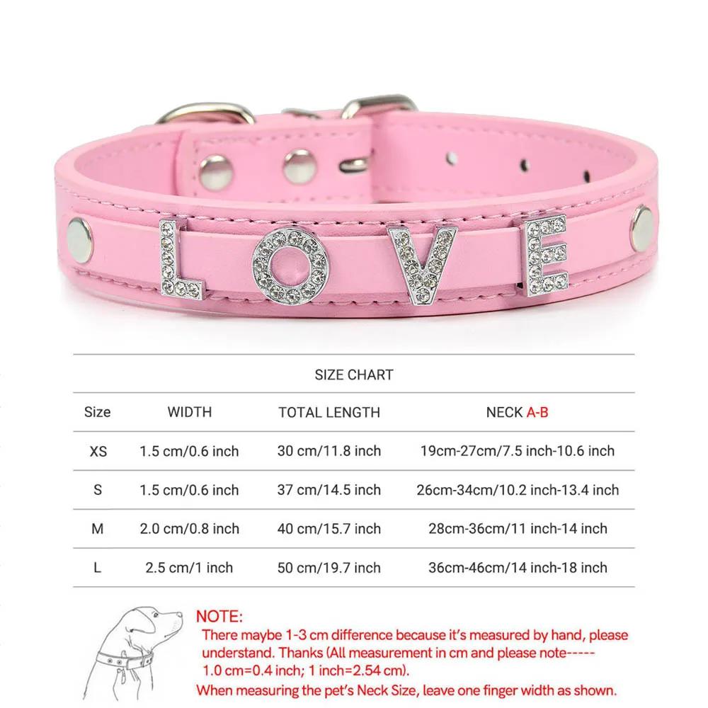 Personalized DIY Name Dog Collars Bling Pet Dog Collar With Diamond Buckle Puppy Cat Letters Charms For Teddy French Bulldog