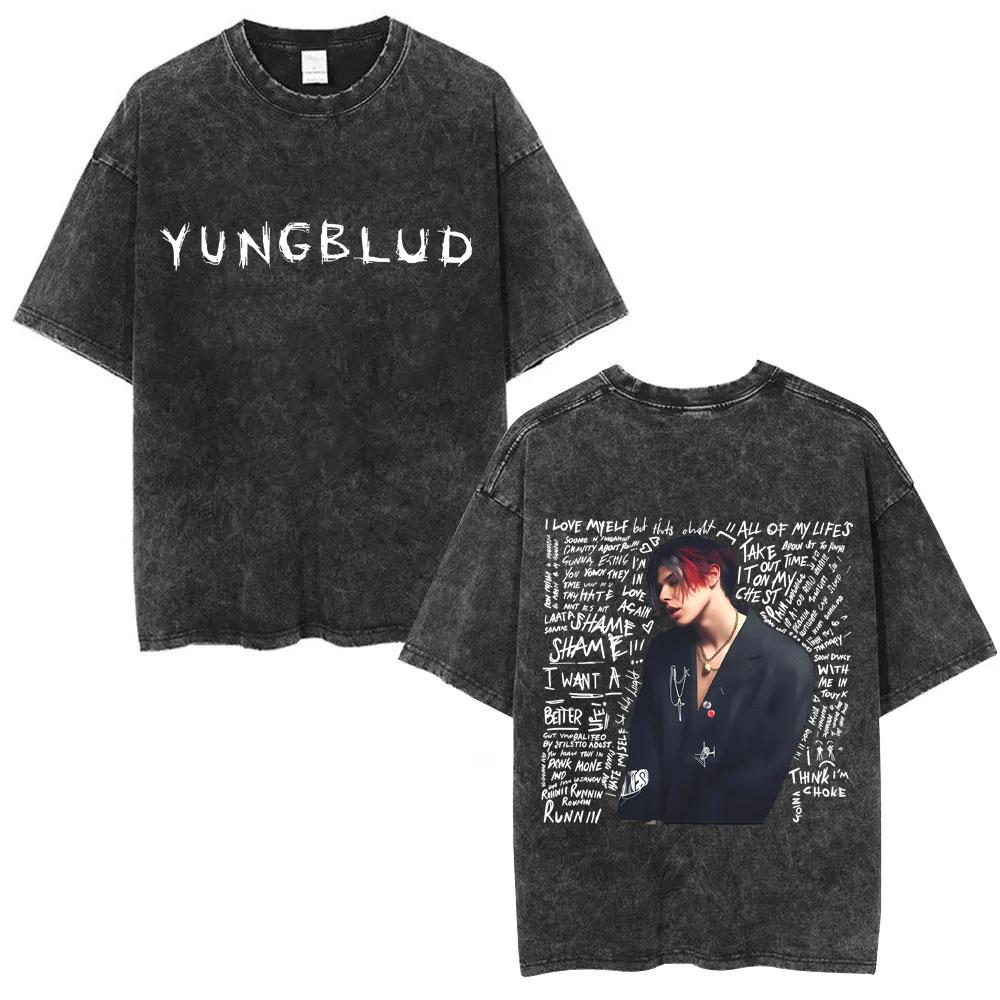 Washed Vintage Rock Singer Yungblud Tour Tshirt Men Women Retro Fashion T Shirt Male Casual Oversized Tshirts Streetwear
