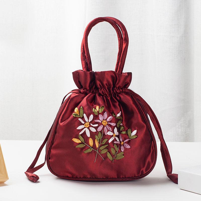 Yogodlns Сумки на завязках с вышивкой в ​​стиле ретро, ​​сумки для хранения, женский кошелек, кошельки, держатель для карт, ведро, сумка на плечо, сумки на запястье