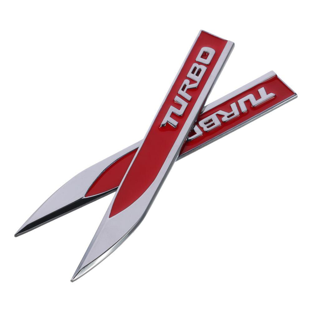 2Pcs/Pair Red Turbo Badge  Be Applied To Any Clean Flat Surface