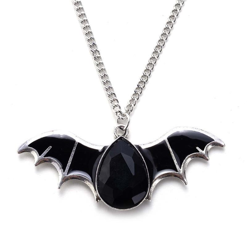 Classic Gothic Vampire Red Halloween Cute Bat Retro Necklace Ladies Water Drop Fashion Simple Personality Versatile Pendant Gift