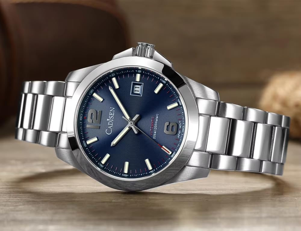 CADISEN Made In NH35 German Retro Water Resistant To 10 Mechanical Case Work Dress Stainless Sapphire Coming of Age Present C8197 Men's Watch,