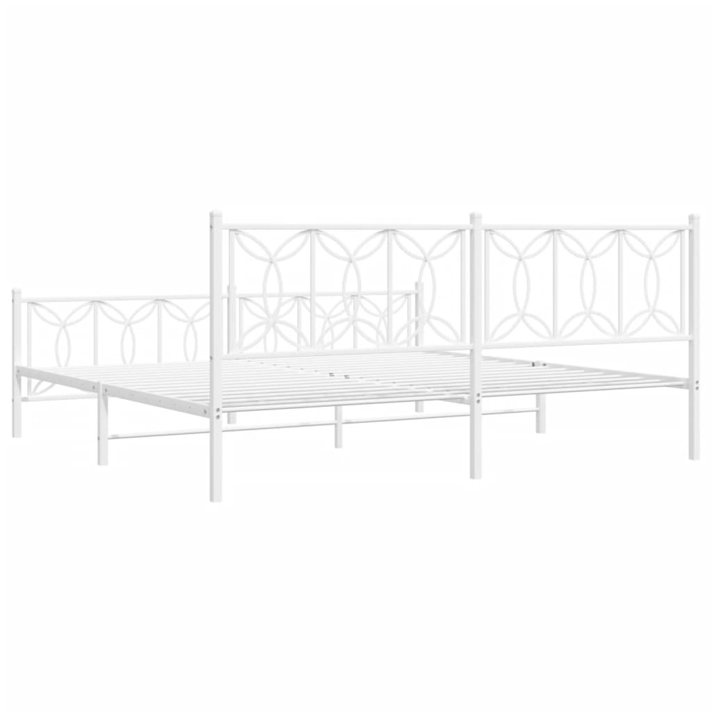 Металлический каркас кровати с изголовьем и изножьем Белый 193 x 203 см