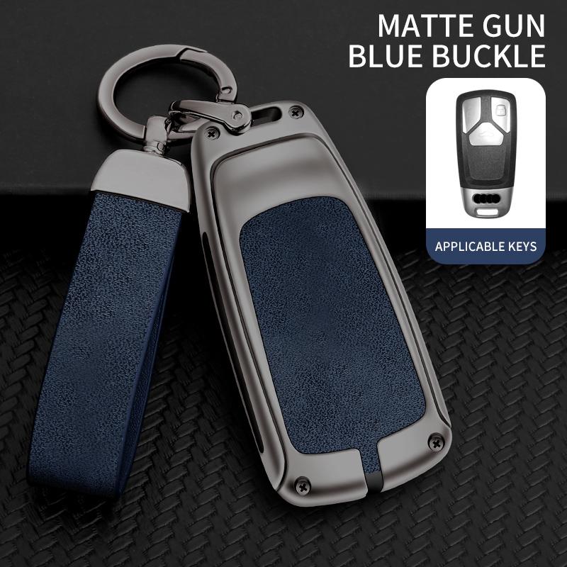 New Alloy Leather Car Key Case Cover Protection Shell for A4 B9 Q5 Q7 TT TTS 8S 2016 2017 Car Key Accessories