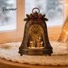 Подвесное keepsake-подарок в форме сердца, Рождественская деревня, Орнамент «Бесконечная колокольчик», Винтажное светящееся вращающееся украшение «Снежная сцена», Декоративное с бантом, Венок Ангела