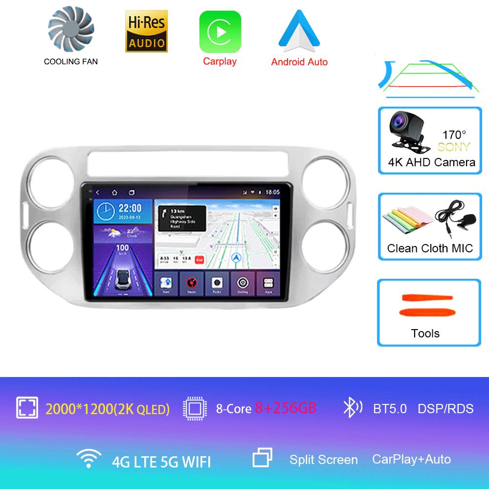 Автомобильное радио Android 14 Wireless CarPlay Auto для VW Volkswagen Tiguan 1 NF 2006-2016 Мультимедийный видеоплеер Стерео GPS 2din Navi