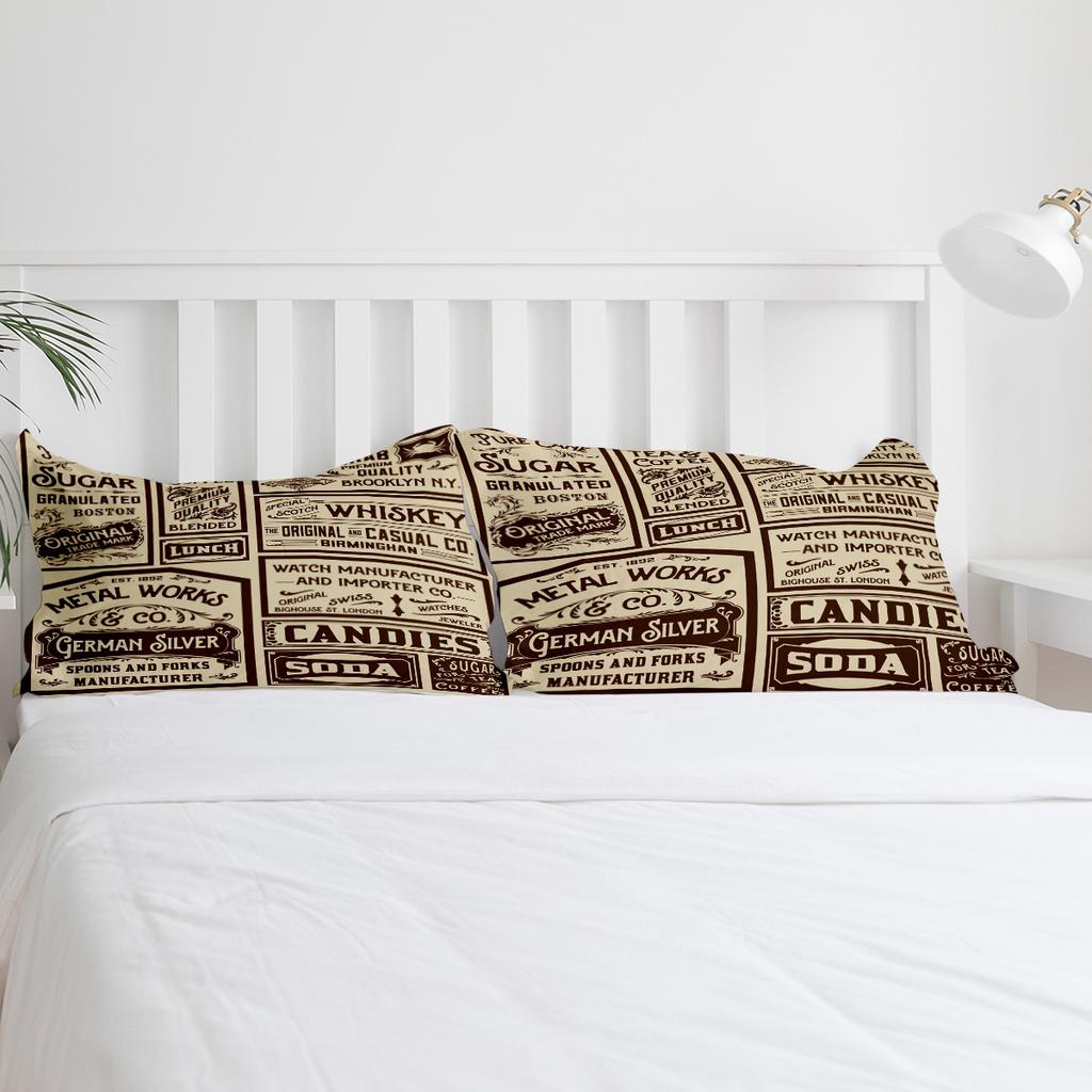 Газетные этикетки Ретро 3 шт. Комплект пододеяльника с наволочками для пары, Пользовательский комплект постельного белья с одеялом, Пододеяльник для двуспальной кровати, Домашний текстиль