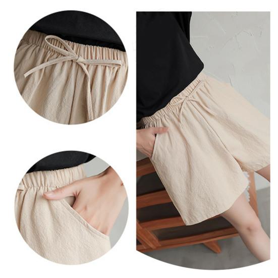 Женские шорты с эластичной талией, регулируемые повседневные шорты с карманами, широкие однотонные свободные шорты