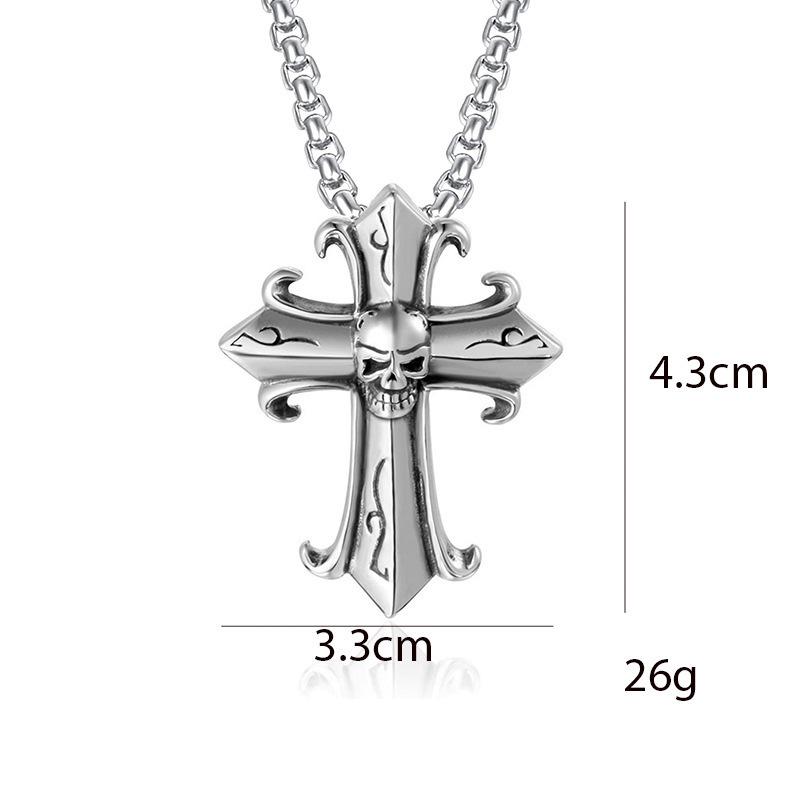 Мужская подвеска-ожерелье из титановой стали в готическом ретро-стиле с крестом и головой призрака, модные панк-украшения