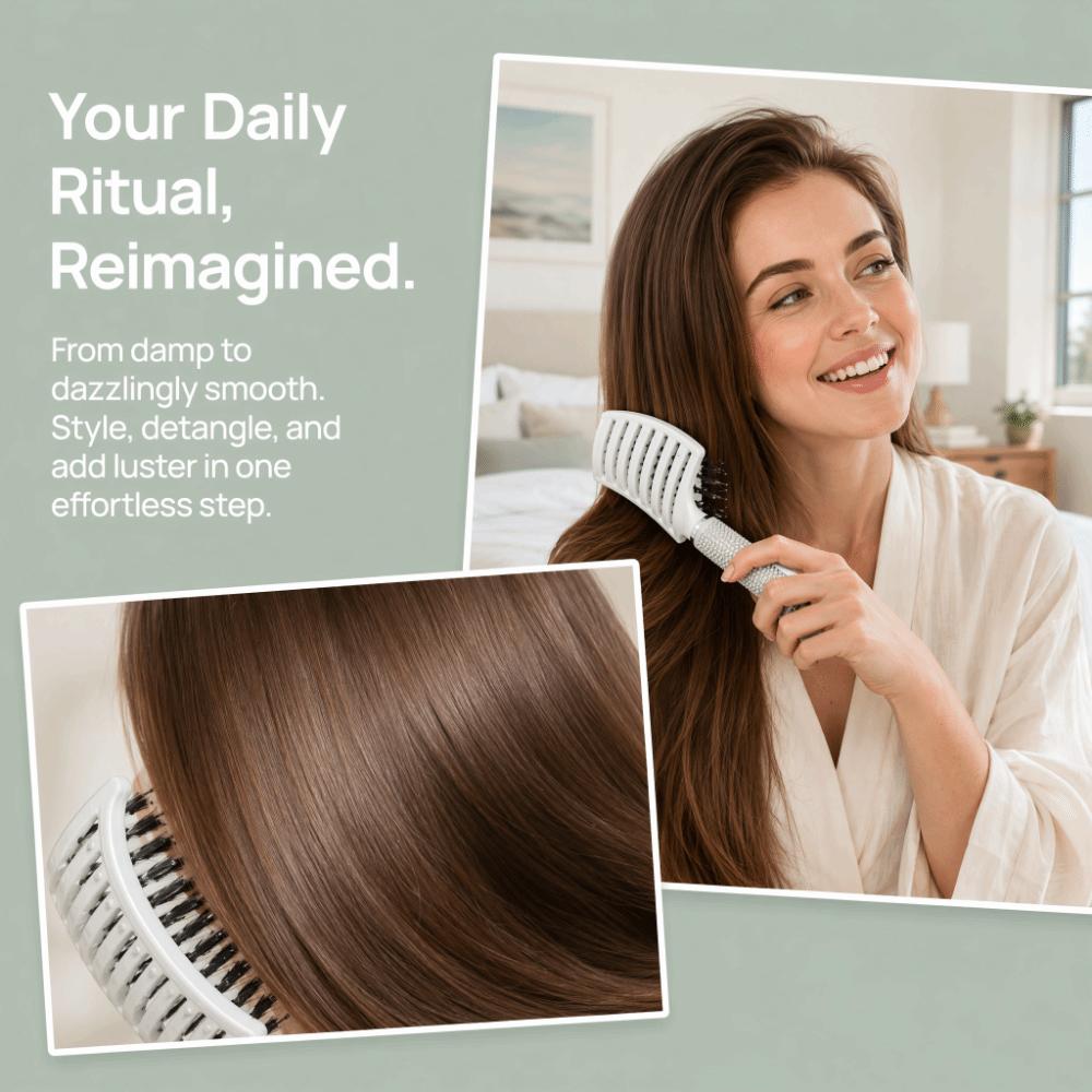 Ergonomic Handle Vented Styling Brush Curved Design Anti Frizz Hair Comb For Thick Fine Hair