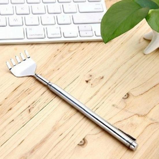 Раздвижная чесалка для спины из нержавеющей стали, портативная, для труднодоступных мест, телескопическая ручка с пятью зубьями, инструменты для массажа и чесания спины