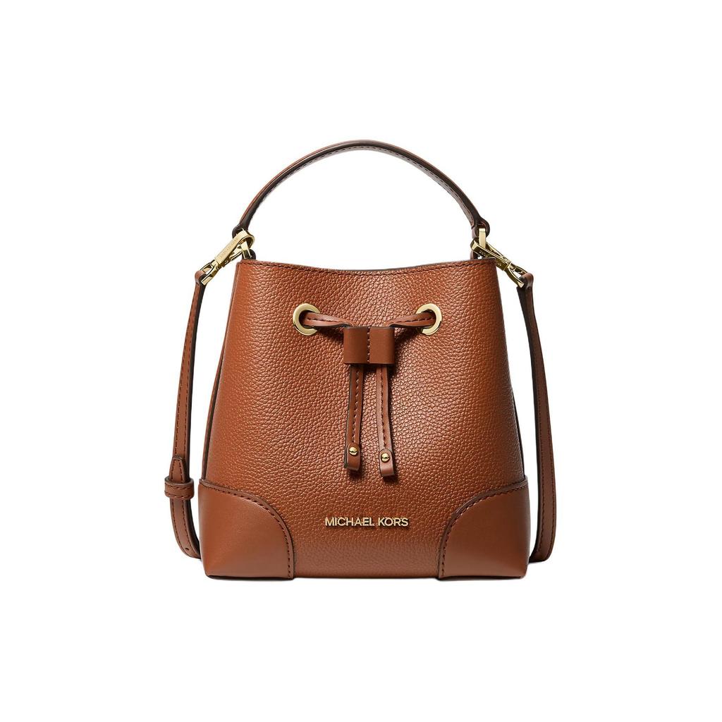 MICHAEL KORS Litchi Grain Leather Bucket Bag, Shoulder Bag, Crossbody Bag, Handbag Small Women's Brown 35R3GM9M1L