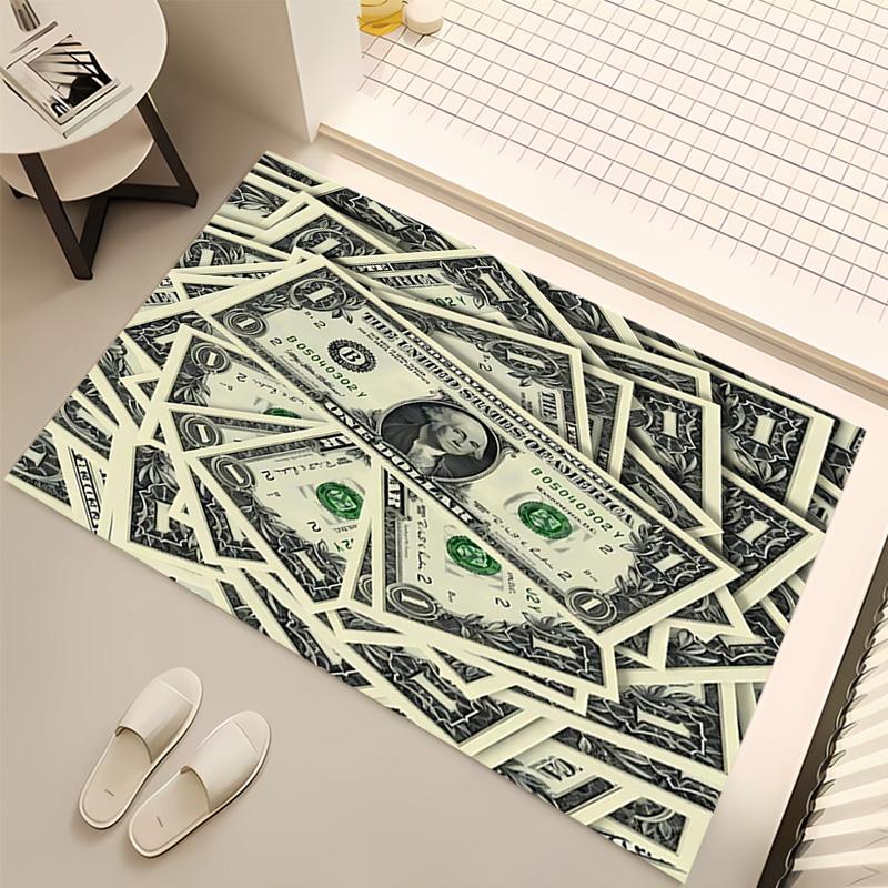 1pc Dollar Print Area Rug - Soft, Washable Non-Slip Indoor Mat, Living Room, Home Office Decorative Rug,Office Decorative