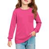 Girls' Long Sleeve Blouse - Round Neck Soft Waist Tunic