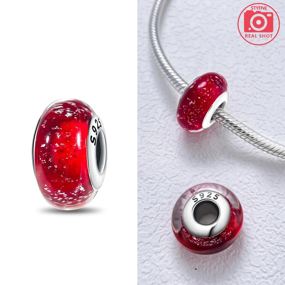 925 Silver Bracelet Women DIY Gift Murano Jewelry with Flower Blue Star Green Turtle Glass Beads