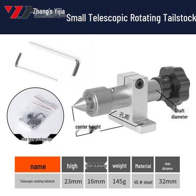 Мини токарный станок по дереву Телескопическая задняя бабка с пинолью