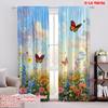2pcs,2D Plane Printing Curtains Fluttering Bliss Durable 100% Polyester Fabric (without Rod) Home Decor Perfect for Bedroom,