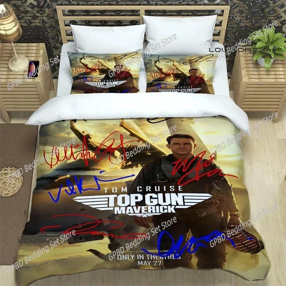 Movie Top Gun Printed Comfortable Duvet Quilt Cover Pillowcase Bedding Set Children Bedroom Decoration Home Textile